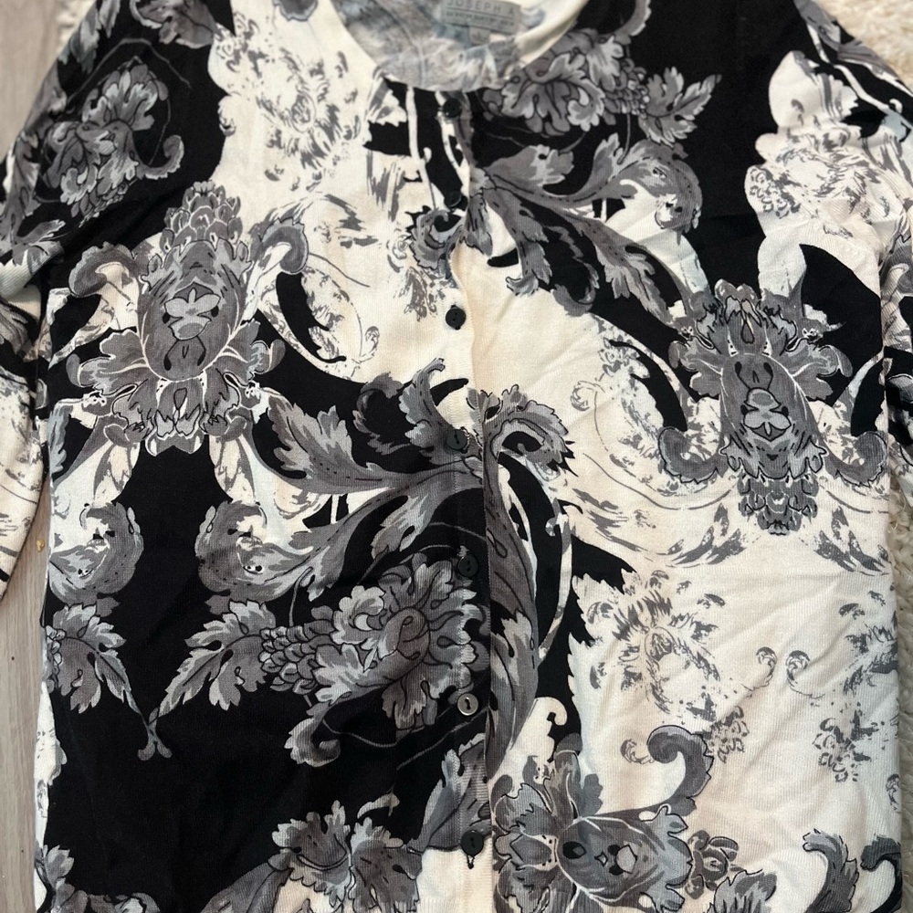 Joseph A. Floral Black and Gray Cardigan